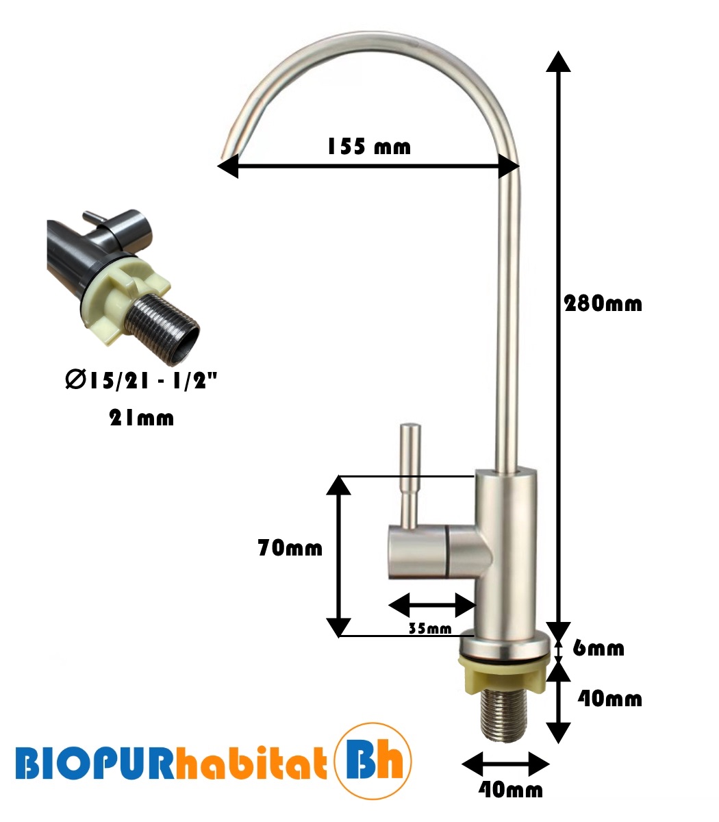 Dimensions robinet osmoseur 1 voie